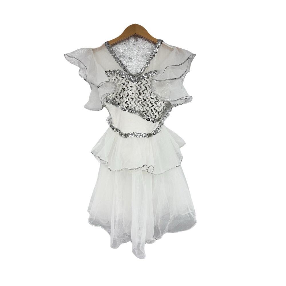 Vintage 1980’s Art Stone White Sequin Ballet Costume Leotard Dress Adult Medium